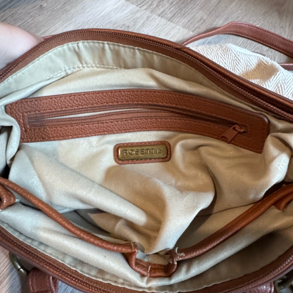 Boho Brown and Cream Shoulder Bag with Leather Accents and Lots of Storage - Picture 7 of 7